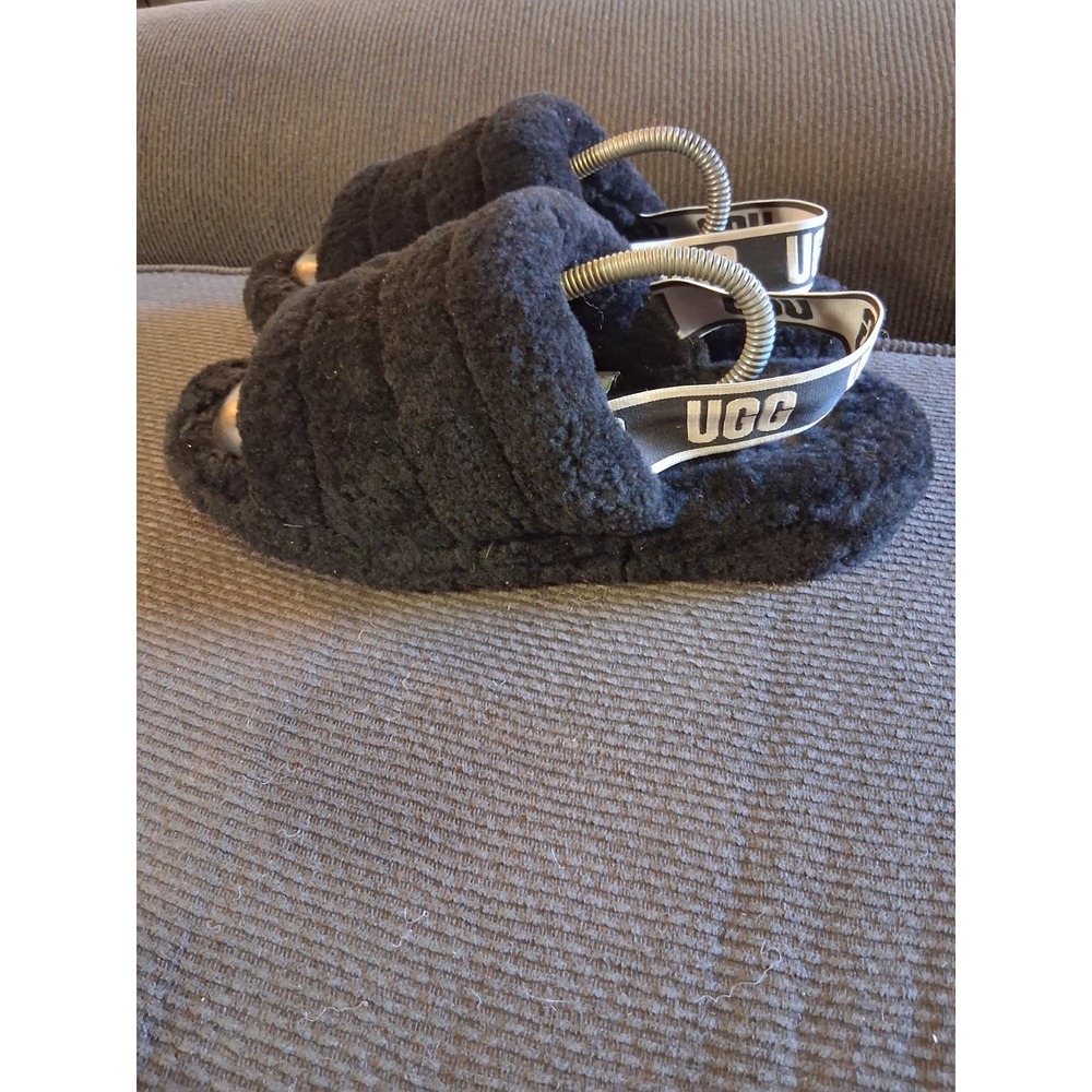 UGG Australia Fluff Yeah Women's Slide Sandal, Size US 7 - Black